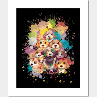 Happy Puppy's and Splatter Paint Posters and Art